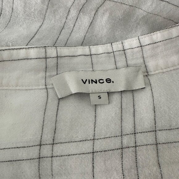 Vince Window Panel Popover Blouse Round Split Neck Linen Blend Lightweight Airy - Picture 10 of 16